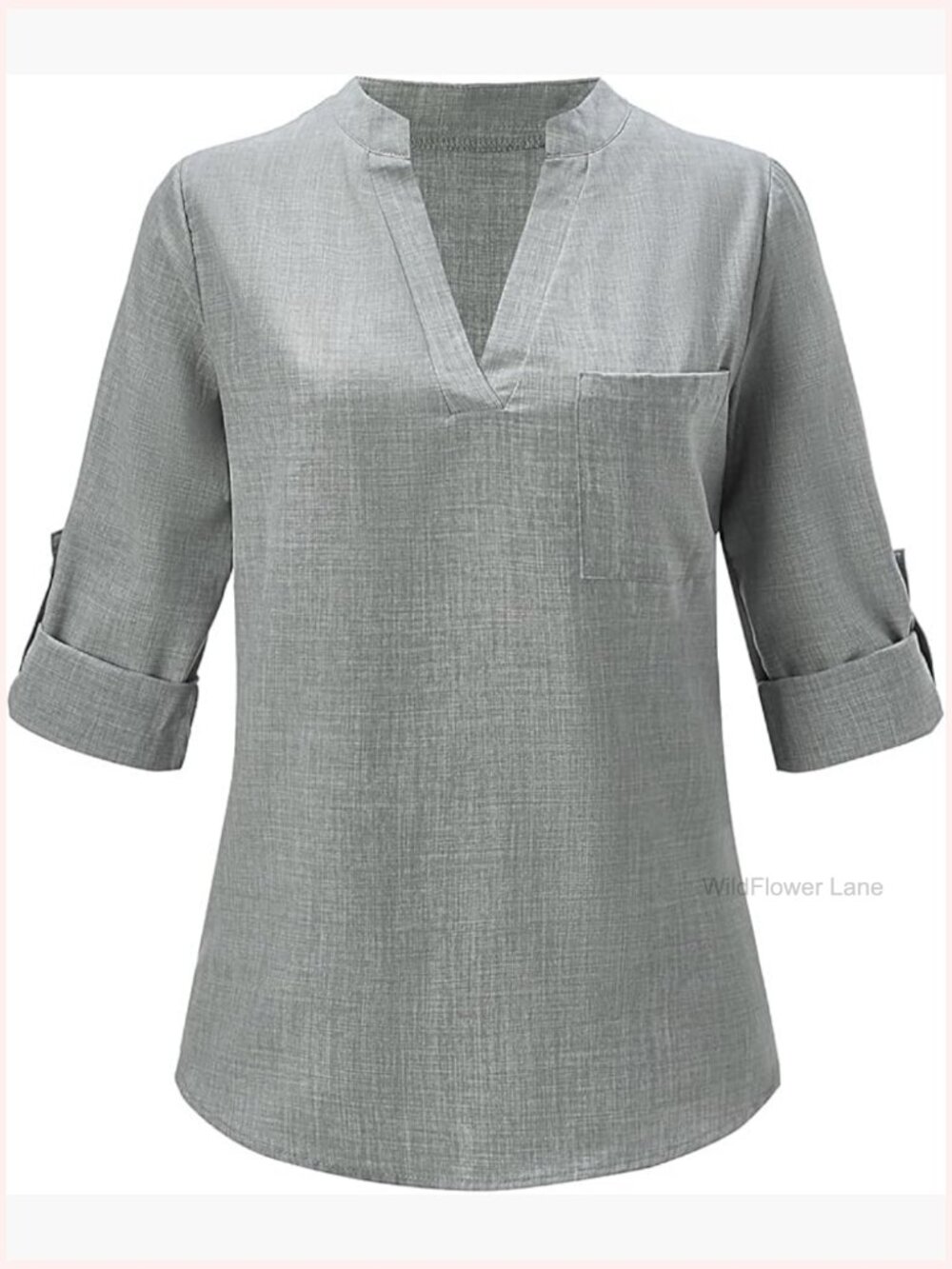 3/4 Sleeve Notch Neck Blouse Dressy Casual Office Top